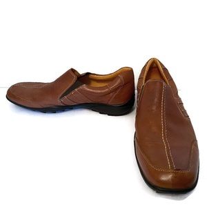 SANDRO MOSCOLONI MENS SHOES BROWN LEATHER SLIP ONS LOAFERS SIZE 11 D